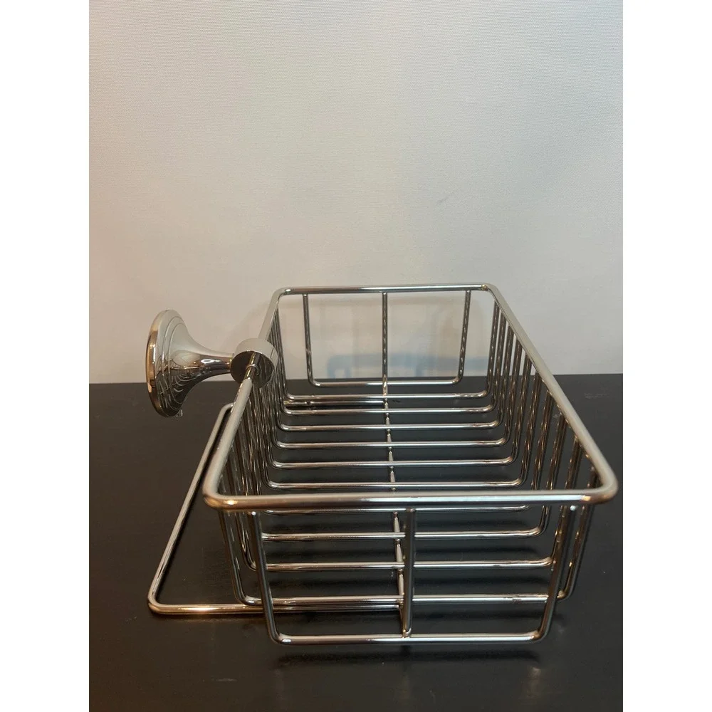 Pottery Barn Mercer Shower Caddy Polished Nickel Wall Mount Wire Basket 9